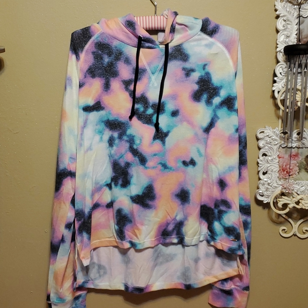 victorias secret pink tie dye rainbow long sleeve hoodie